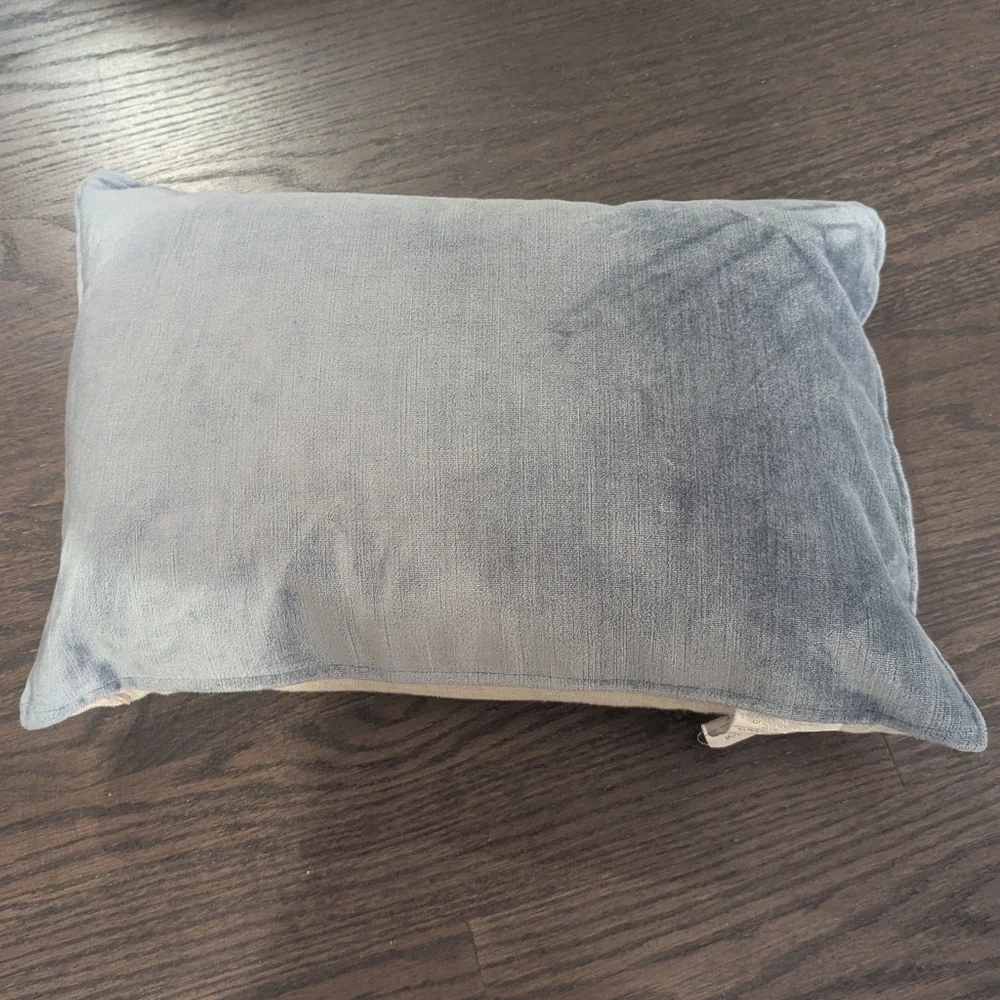 Good Condition Slate Blue Velvet Texture Pillow